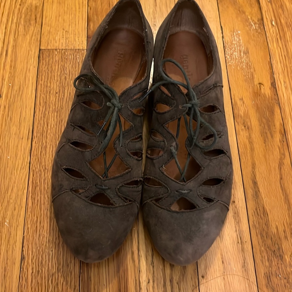 Women's Gentle Souls By Kenneth Cole Nye Leather Wedge Shoes Brown 9